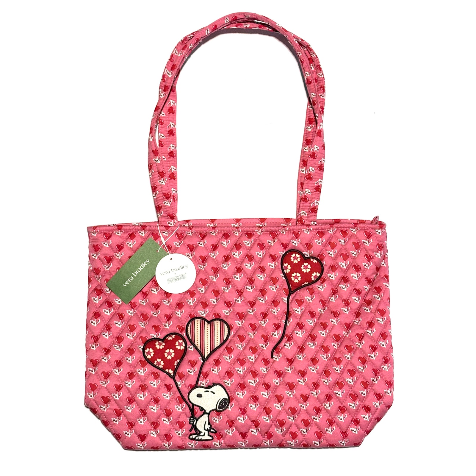 Vera Bradley Peanuts Love Is In The Air Small Original Tote Bag Heart Snoopy Pnk